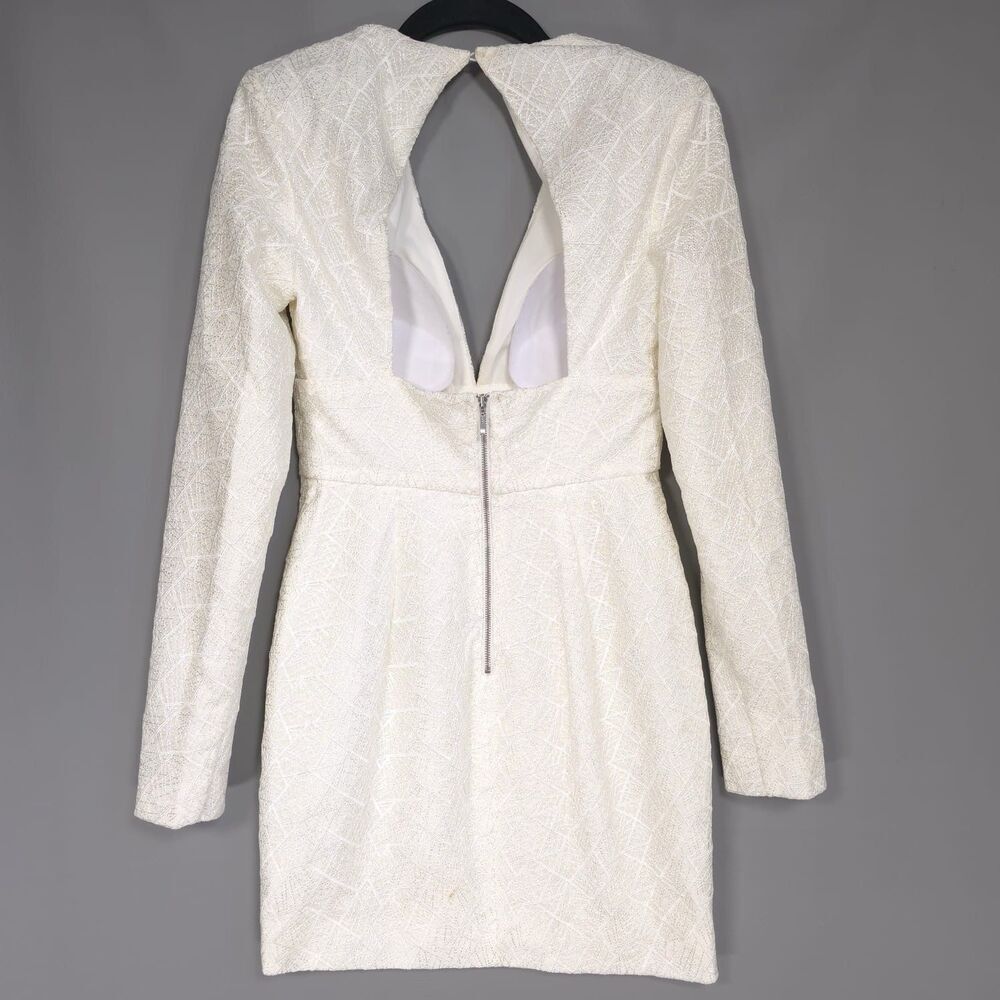 MISHA COLLECTION Size US 2 Natasha Mini Dress Milk Long Sleeve Open Back Sexy - Picture 8 of 15